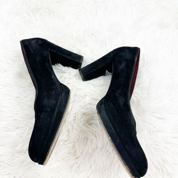 Hobbs London Round Toe Block Heel Suede Pumps Shoes - Picture 6 of 10